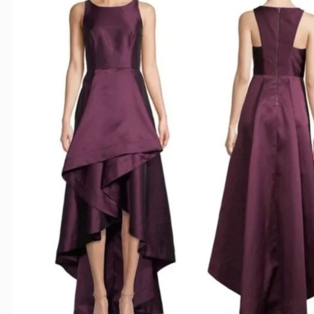 ADRIANNA PAPELL Garnet Mikado High Low Formal Gown size 12